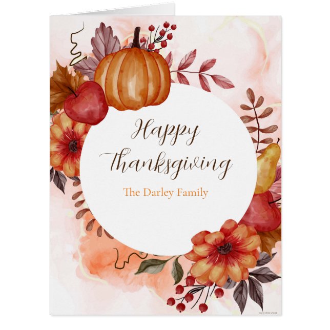 Cartão Feliz Natal de Ação de Graças de Amor Feriado (Frente)