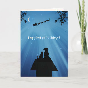 Cartão Feliz Natal de Feliz Cão de Gato