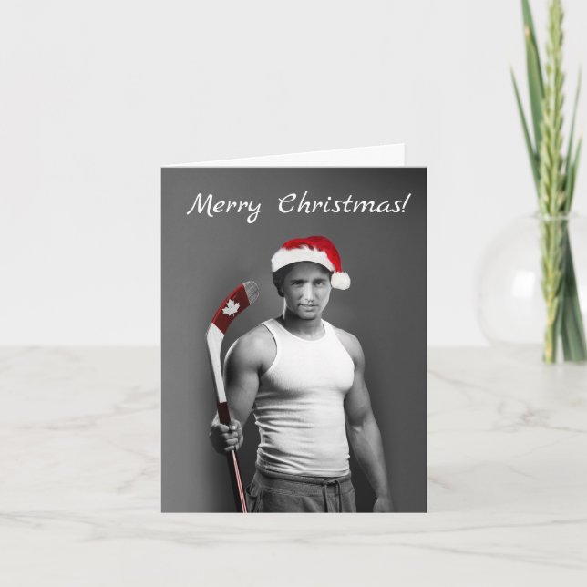 Cartão Feliz Natal de Hunky Justin Trudeau (Frente)