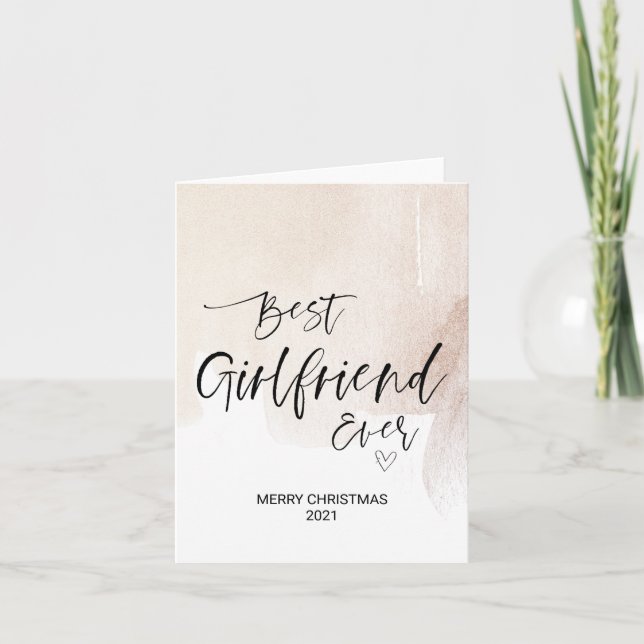 Cartão Feliz Natal Desejo Por Xmas Namorada Dourados (Frente)