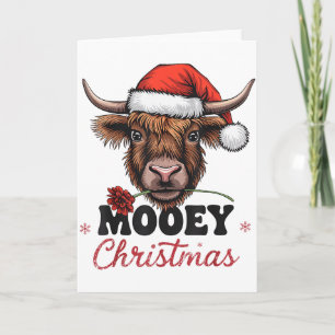 Cartão Feliz Natal Design Engraçado de Vaca das Terras Al
