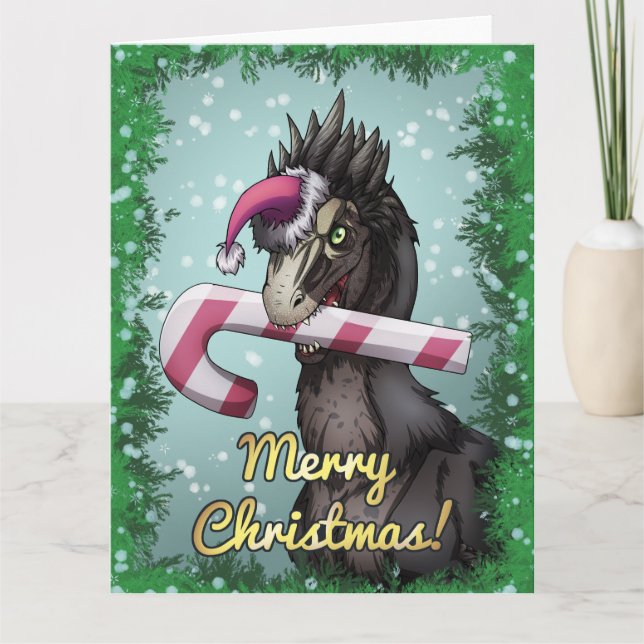 Cartão Feliz Natal Dinossauro  (Frente)