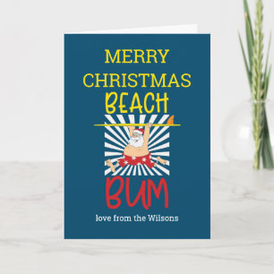 Cartão Feliz Natal Diversão de Verão Vagabundo de Praia C