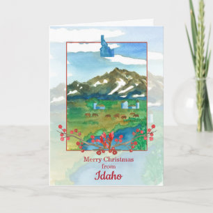 Cartão Feliz Natal do Ranhura das Vacas de Idaho
