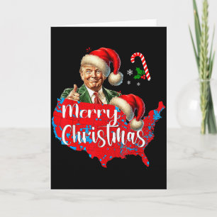 Cartão Feliz Natal Donald Trump Mapa de Cobertura Vermelh