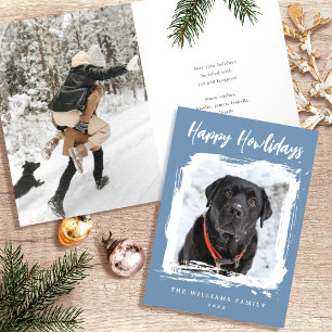 Cartão Feliz Natal Dusty Blue Foto Personalizada de Natal