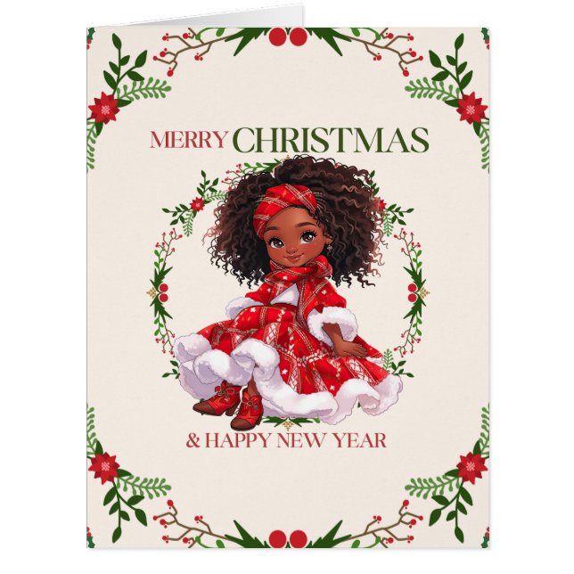 Cartão Feliz Natal e Feliz ano novo, Mágica Negra (Frente)