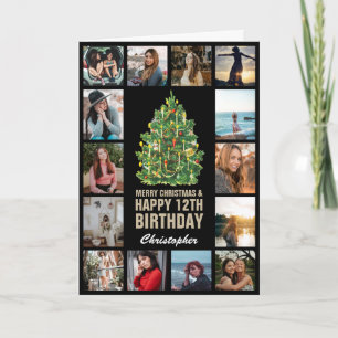 Cartão Feliz Natal e Foto de 12º Aniversário Feliz