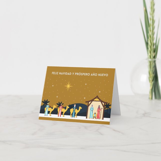 Cartão Feliz Natal e próspero Ano Novo, espanhol  (Frente)