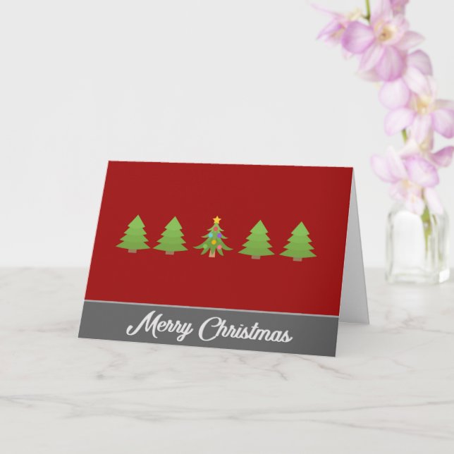 Cartão Feliz Natal Elegante com árvores de Natal (Orquídea)