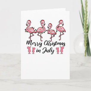 Cartão Feliz Natal Em Julho Flamingo Natal Verão