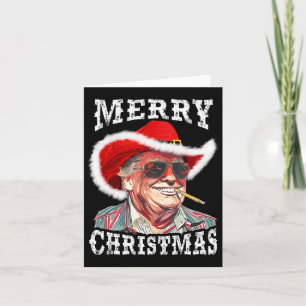 Cartão Feliz Natal Engraçado Trump Western Cowboy Matchin