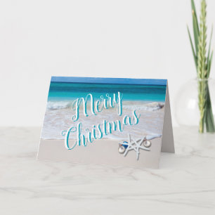 Cartão Feliz Natal Estrela do Mar na Praia de Natal