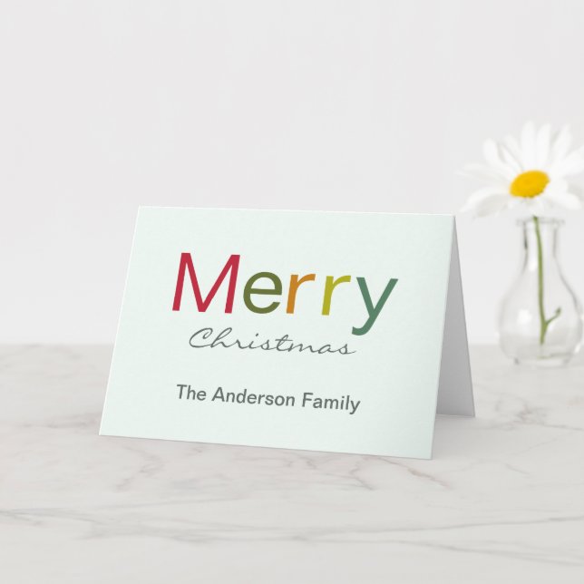 Cartão Feliz Natal - família de texto colorida (Planta pequena)