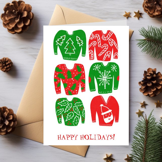 Cartão Feliz Natal Feliz (Happy Holidays Ugly Christmas Sweater CUSTOM Card
)
