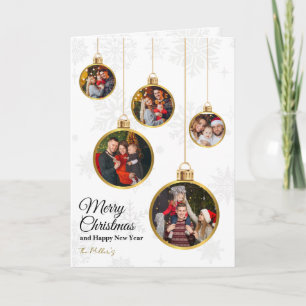 Cartão Feliz Natal & Feliz Ano Novo 5 Fotos Dobradas