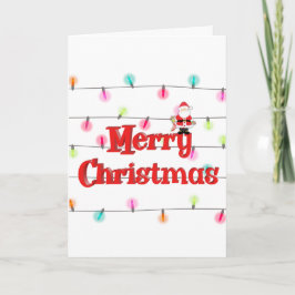 Cartão Feliz Natal Festivo Luzes de Férias com Papais noe