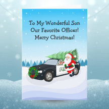 Feliz Natal Filho Oficial de Polícia Santa Carro d
