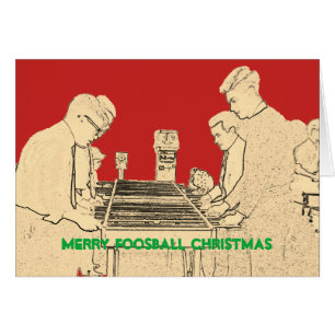 Cartão Feliz Natal Foosball Art Fuzboll Vintage