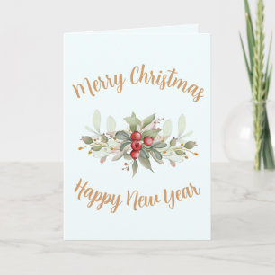 Cartão Feliz Natal Frutas Douradas Rótulo Personalizado c