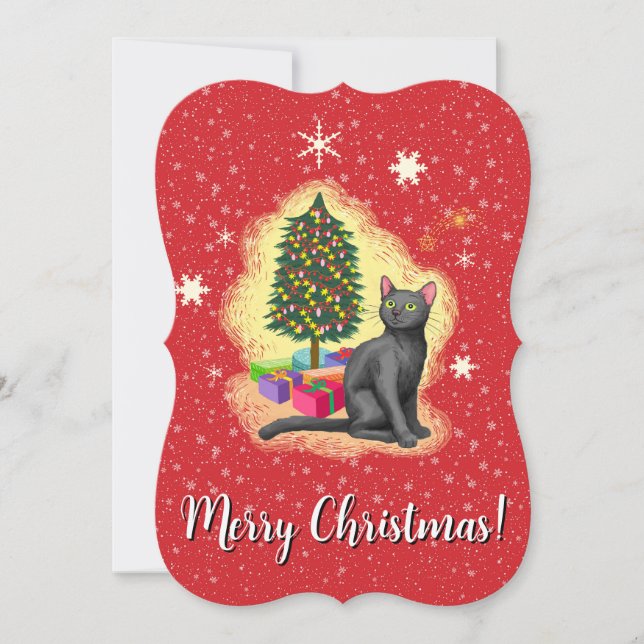 Cartão Feliz Natal Gato (Frente)