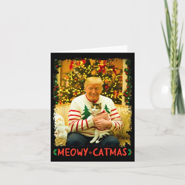Cartão Feliz Natal Gato Adormecido Adormece Gato de Catma (Frente)