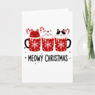 Cartão Feliz Natal Gatos Cacau Quente Cane Xmas