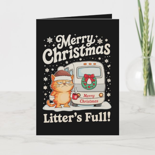 Cartão Feliz Natal Gatos de Natal (Frente)