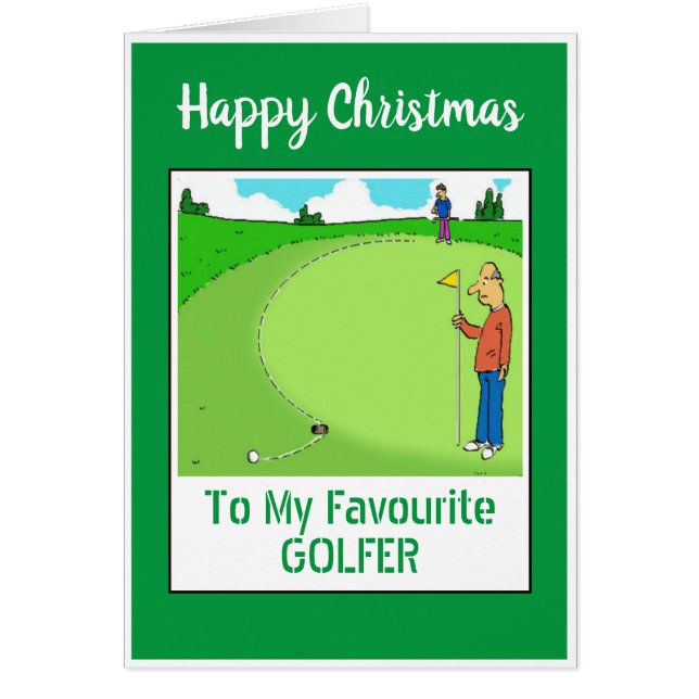 Cartão Feliz Natal Golfista (Frente)