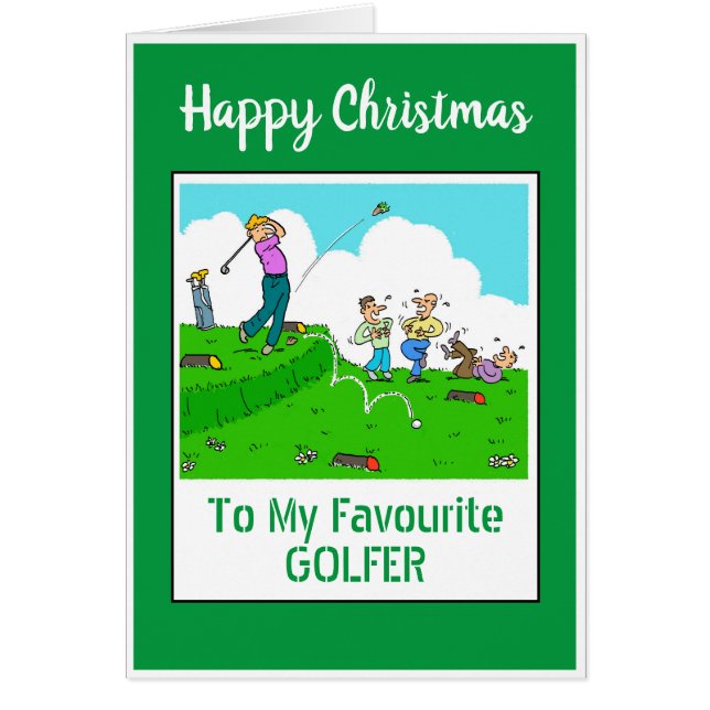 Cartão Feliz Natal Golfista (Frente)