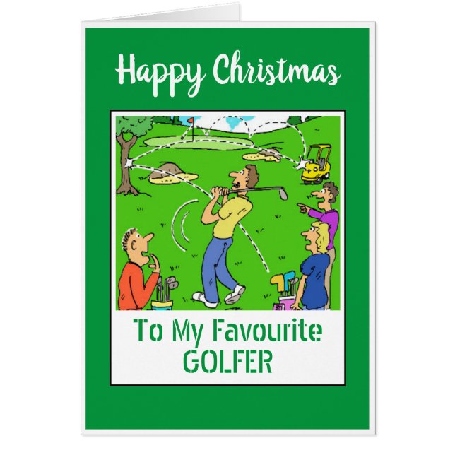 Cartão Feliz Natal Golfista (Frente)