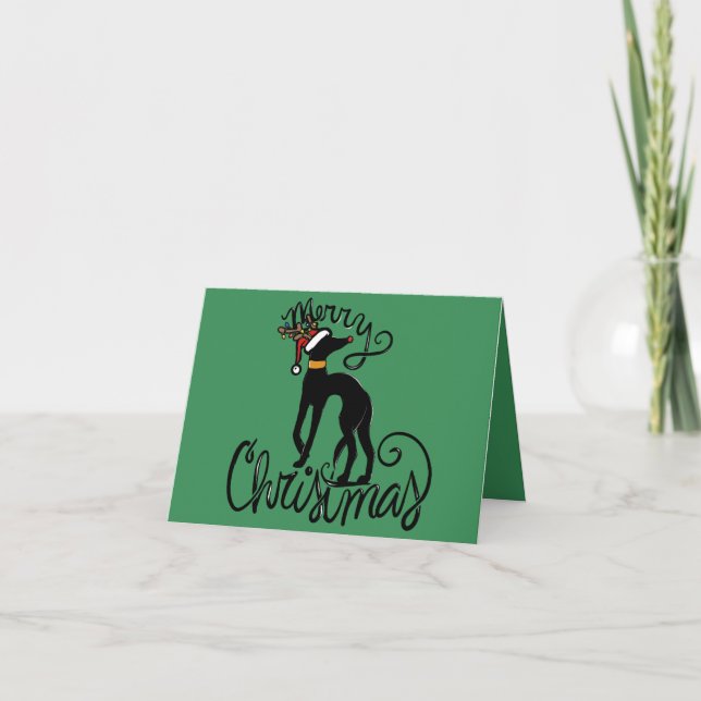 Cartão Feliz Natal Greyhound (Frente)