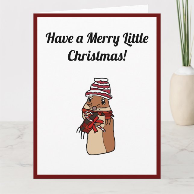 Cartão Feliz Natal Hamster Gerbil Cartoon Holiday Pet (Frente)