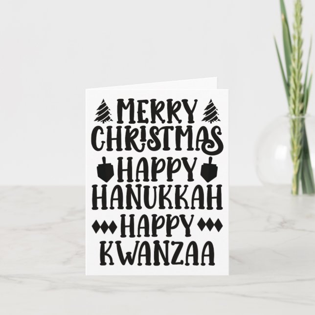 Cartão Feliz Natal Hanukkah Feliz Kwanzaa 6 (Frente)
