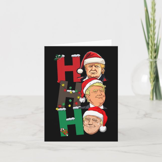 Cartão Feliz Natal Ho Ho Ho Trump Papais noeis Light Chri (Frente)
