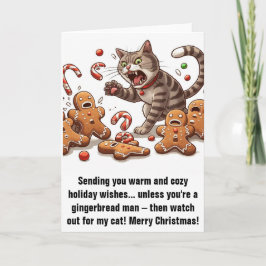 Cartão Feliz Natal: Homens Gingerpão vs Gato