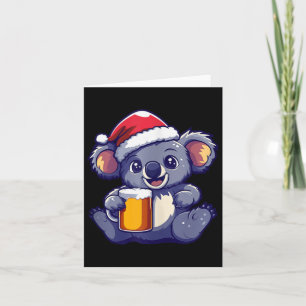 Cartão Feliz Natal Koala Com Bicicleta De Cerveja