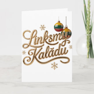Cartão Feliz Natal | Lithuanian Feliz Natal Dourado S
