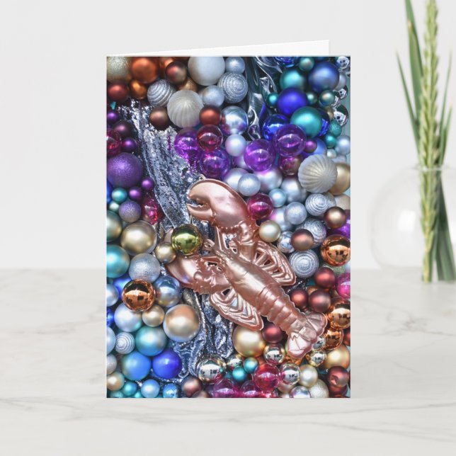 Cartão Feliz Natal Londres Decoração da lagosta (Frente)