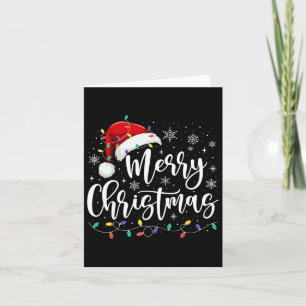 Cartão Feliz Natal Luz Vermelha Santa Hat Família Xmas M