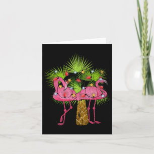 Cartão Feliz Natal Luzes Flamingos Verão