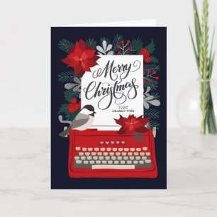 Cartão Feliz Natal Minha Esposa com Máquina de Escrever V
