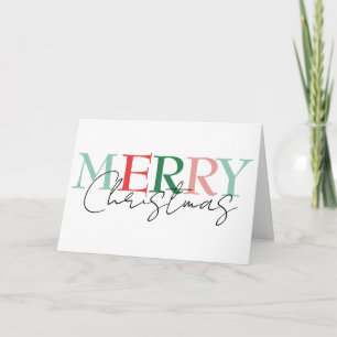 Cartão Feliz Natal Minimalista Colorido Simples