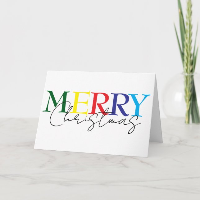 Cartão Feliz Natal - Mínimo Colorida Simples (Frente)