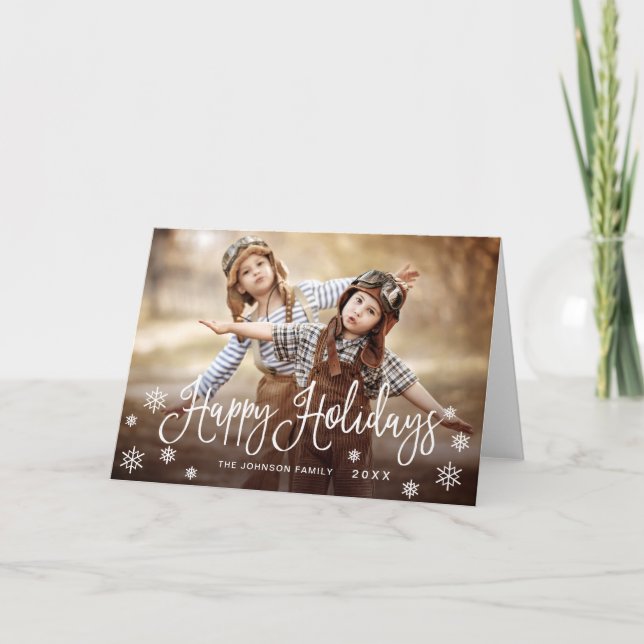 Cartão Feliz Natal Moderno Feriados FOTO Saudação de Nata (Frente)