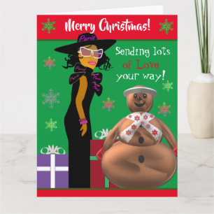 Cartão Feliz Natal Mulheres Afro-Americanas Natal