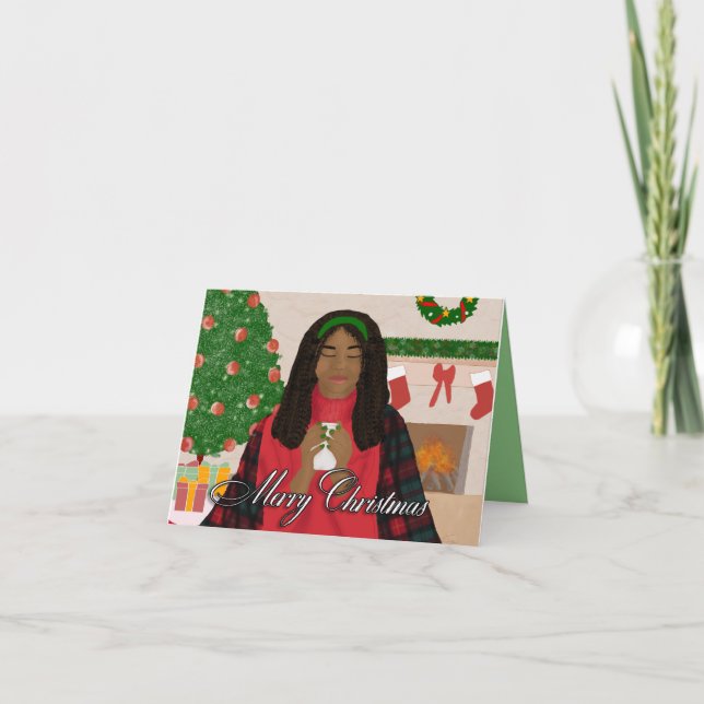 Cartão Feliz Natal - Natal Africano Americano (Frente)