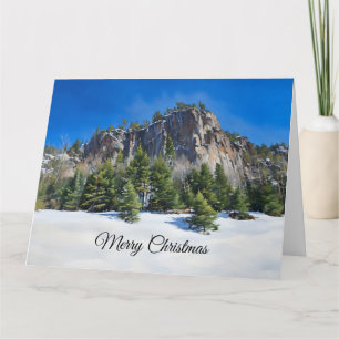 Cartão Feliz Natal - Natureza, Neve e Evergreens