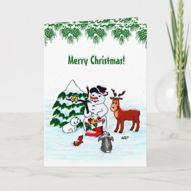 Cartão Feliz Natal! Neve com Amigos (Frente)