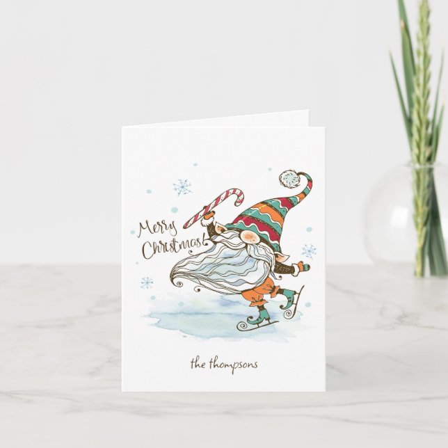 Cartão Feliz Natal Nórdico Gnomo Natal (Frente)
